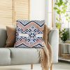 18 x 18 Handcrafted Square Jacquard Cotton Accent Throw Pillow; Geometric Tribal Pattern; White; Black; Beige; DunaWest