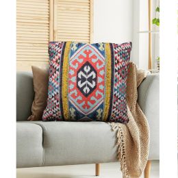 24 x 24 Square Cotton Accent Throw Pillow; Soft Kilim Print; Multicolor; DunaWest