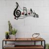 DunaWest 26 Inch Handmade Metal Wall Mount Accent Decor with Musical Notes and Treble Clef; Black; Red