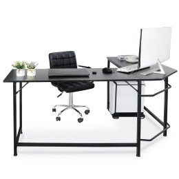 Shaped Desk Corner Computer Desk Pc Laptop Gaming Table Workstation Black