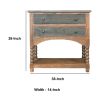 38 Inch 2 Drawer Solid Wood Console Table with Beaded Legs; Brown and Gray; DunaWest