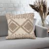 18 x 18 Square Cotton Decorative Accent Throw Pillow; Raised Diamond Embroidery; Beige; DunaWest