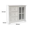 24 Inch Paulownia Wood Accent Cabinet; 3 Drawers; 1 Glass Door; White; DunaWest