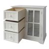 24 Inch Paulownia Wood Accent Cabinet; 3 Drawers; 1 Glass Door; White; DunaWest