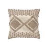 18 x 18 Square Cotton Decorative Accent Throw Pillow; Raised Diamond Embroidery; Beige; DunaWest