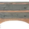 38 Inch 2 Drawer Solid Wood Console Table with Beaded Legs; Brown and Gray; DunaWest