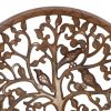 Dunawest 36 Inch Round Wooden Wall Art Decor; Tree of Life Art; Carved Cutout design; Sitting Birds; Walnut