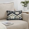 12 x 20 Rectangular Cotton Accent Lumbar Pillow; Classic Aztec Pattern; White; Black; DunaWest