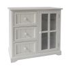 24 Inch Paulownia Wood Accent Cabinet; 3 Drawers; 1 Glass Door; White; DunaWest