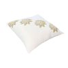 18 x 18 Square Accent Pillow; Soft Cotton Cover; Printed Lotus Flower; Polyester Filler; Gold; White; DunaWest