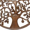 Dunawest 36 Inch Round Wooden Wall Art Decor; Tree of Life Art; Carved Cutout design; Sitting Birds; Walnut