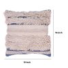 18 x 18 Handcrafted Soft Shaggy Cotton Accent Throw Pillow; Woven Yarn; Beige; Blue; DunaWest