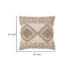 18 x 18 Square Cotton Decorative Accent Throw Pillow; Raised Diamond Embroidery; Beige; DunaWest