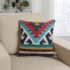 24 x 24 Square Handwoven Cotton Dhurrie Accent Throw Pillow; Aztec Kilim Pattern; Tassels; Multicolor; DunaWest