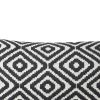 12 x 20 Rectangular Jacquard Cotton Accent Lumbar Pillow; Diamond Pattern; Black; White; DunaWest