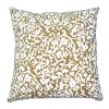 18 x 18 Handcrafted Cotton Square Accent Throw Pillow; Elegant Filigree Pattern; White and Gold; DunaWest