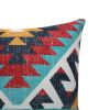 24 x 24 Square Handwoven Cotton Dhurrie Accent Throw Pillow; Aztec Kilim Pattern; Tassels; Multicolor; DunaWest