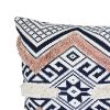 18 x 18 Handcrafted Square Jacquard Cotton Accent Throw Pillow; Geometric Tribal Pattern; White; Black; Beige; DunaWest