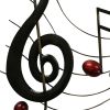 DunaWest 26 Inch Handmade Metal Wall Mount Accent Decor with Musical Notes and Treble Clef; Black; Red