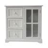 24 Inch Paulownia Wood Accent Cabinet; 3 Drawers; 1 Glass Door; White; DunaWest