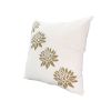 18 x 18 Square Accent Pillow; Soft Cotton Cover; Printed Lotus Flower; Polyester Filler; Gold; White; DunaWest