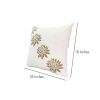 18 x 18 Square Accent Pillow; Soft Cotton Cover; Printed Lotus Flower; Polyester Filler; Gold; White; DunaWest