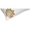 18 x 18 Square Accent Pillow; Soft Cotton Cover; Printed Lotus Flower; Polyester Filler; Gold; White; DunaWest