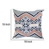 18 x 18 Handcrafted Square Jacquard Cotton Accent Throw Pillow; Geometric Tribal Pattern; White; Black; Beige; DunaWest