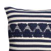 18 x 18 Handwoven Square Cotton Accent Throw Pillow; Classic Striped Pattern; Textured; White; Blue; DunaWest