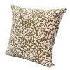 18 x 18 Handcrafted Cotton Square Accent Throw Pillow; Elegant Filigree Pattern; White and Gold; DunaWest