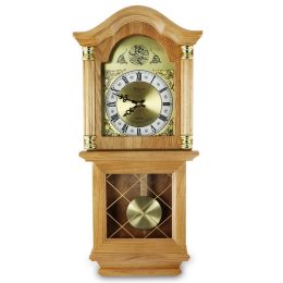 Bedford Clock Collection Classic 26 Inch Wall Clock in Golden Oak Finish