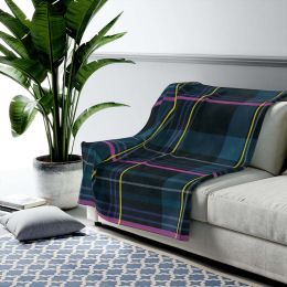 Blue Plaid Plush Throw Blanket - 3 Sizes (size: 60" x 80")