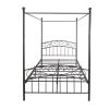 Metal Canopy Bed Frame with Ornate European Style Headboard & Footboard Perfectly Fits Your Mattress Easy DIY Assembly All Parts Included;  Full Black