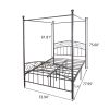 Metal Canopy Bed Frame with Ornate European Style Headboard & Footboard Perfectly Fits Your Mattress Easy DIY Assembly All Parts Included;  Full Black